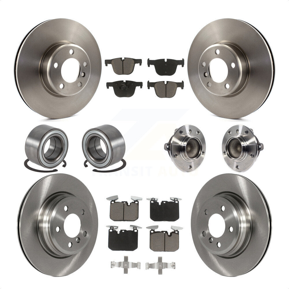 Front Rear Wheel Hub Bearings Assembly Disc Brake Rotors And Ceramic Pads Shoes Kit (10Pc) For BMW 340i 435i Gran Coupe ActiveHybrid 3 KBB-119534 by Transit Auto