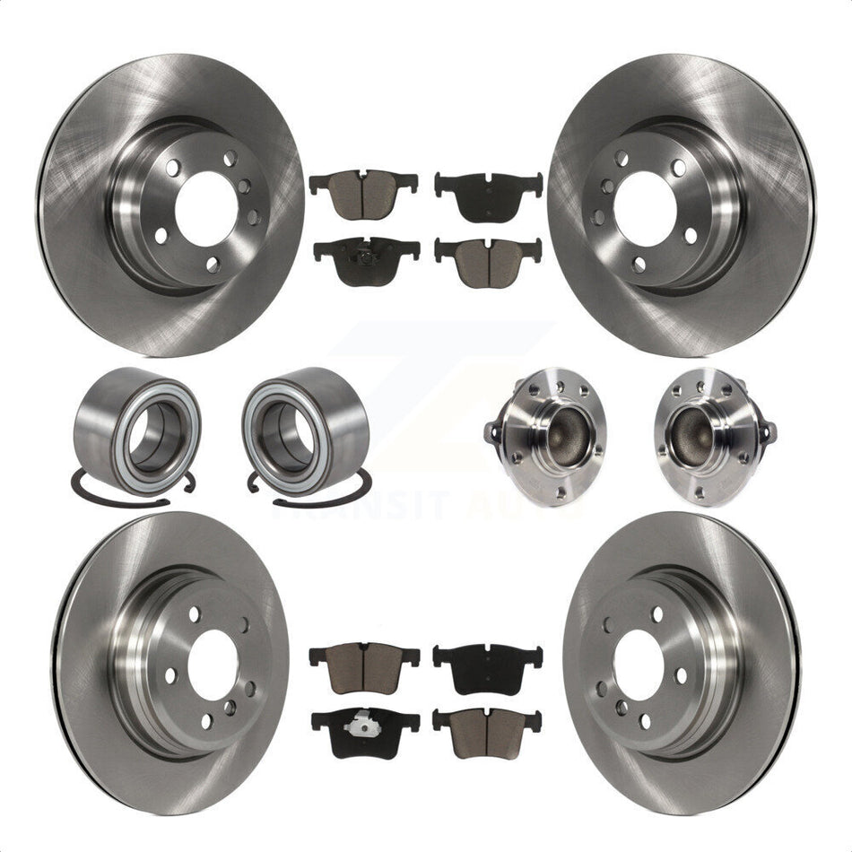 Front Rear Wheel Hub Bearings Assembly Disc Brake Rotors And Ceramic Pads Shoes Kit (10Pc) For BMW 428i Gran Coupe Without Blue Painted Calipers With M Sport Package KBB-119535 by Transit Auto