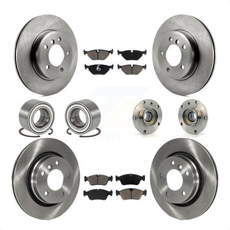 Front Rear Wheel Hub Bearings Assembly Disc Brake Rotors And Ceramic Pads Shoes Kit (10Pc) For 2001-2005 BMW 325i KBB-119575 by Transit Auto