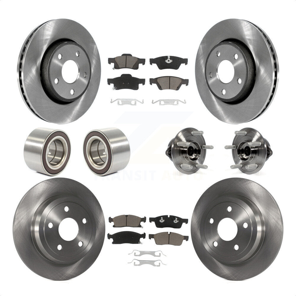 Front Rear Wheel Hub Bearings Assembly Disc Brake Rotors And Ceramic Pads Shoes Kit (10Pc) For Dodge Durango KBB-119708 by Transit Auto