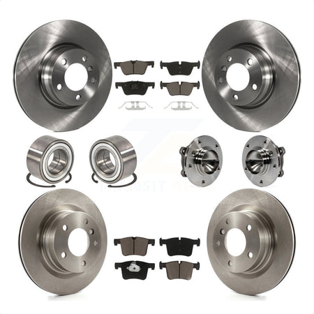Front Rear Wheel Hub Bearing Disc Brake Rotor And Ceramic Pad Shoe Kit (10Pc) For 2012 BMW 328i Convertible Wagon with 2.0L Without Blue Painted Calipers With M Sport Package KBB-119721 by Transit Auto