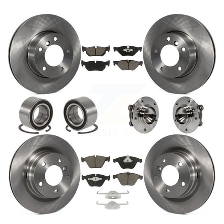 Front Rear Wheel Hub Bearings Assembly Disc Brake Rotors And Ceramic Pads Shoes Kit (10Pc) For 2007 BMW 323i With 312mm Diameter Rotor KBB-119725 by Transit Auto