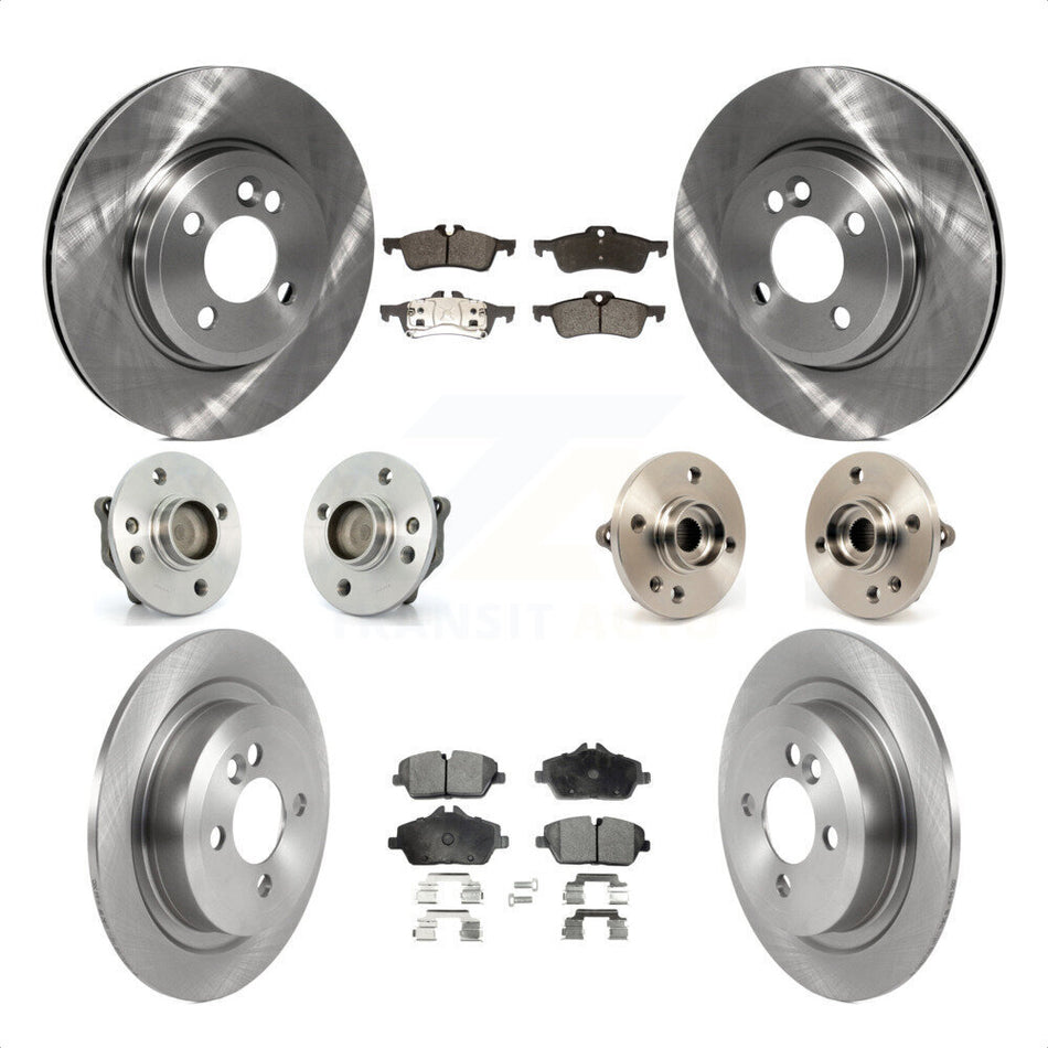 Front Rear Hub Bearings Assembly Disc Brake Rotors And Semi-Metallic Pads Kit (10Pc) For 2007-2008 Mini Cooper Convertible With 280mm Diameter Rotor KBB-119752 by Transit Auto
