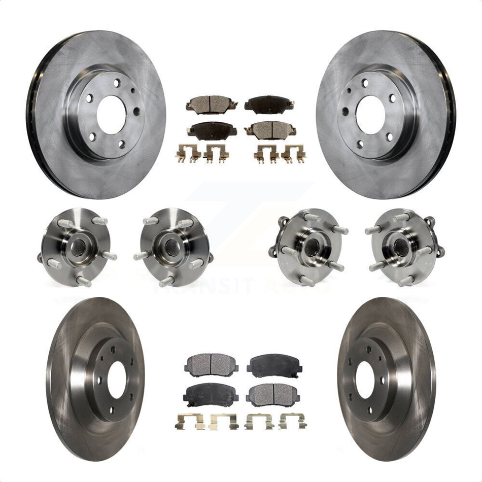 Front Rear Hub Bearings Assembly Disc Brake Rotors And Semi-Metallic Pads Kit (10Pc) For 2015 Mazda CX-5 AWD With Electric Parking KBB-119759 by Transit Auto