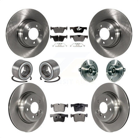 Front Rear Wheel Hub Bearings Assembly Disc Brake Rotors And Semi-Metallic Pads Shoes Kit (10Pc) For 2015 BMW 328i xDrive Without Blue Painted Calipers With M Sport Package KBB-119762 by Transit Auto