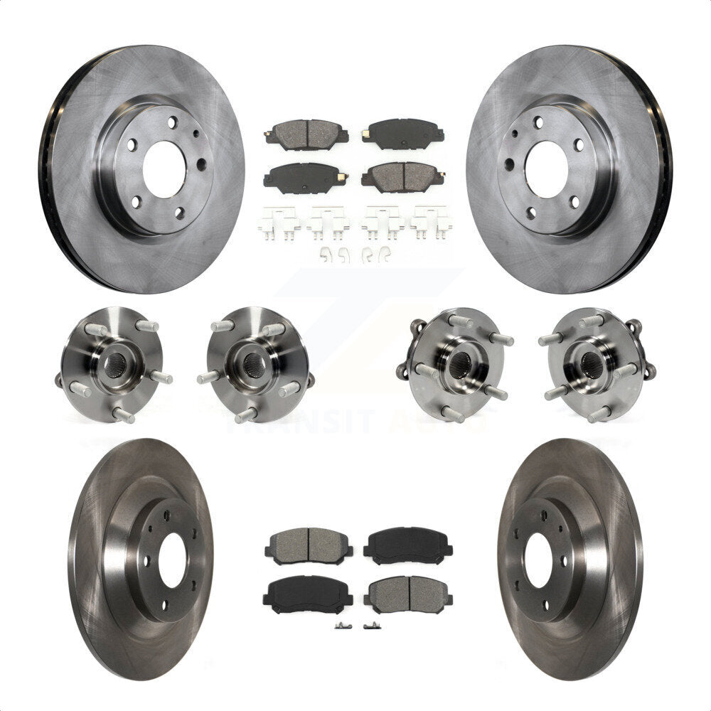 Front Rear Hub Bearings Assembly Disc Brake Rotors And Semi-Metallic Pads Kit (10Pc) For 2015 Mazda CX-5 AWD With Electric Parking KBB-119770 by Transit Auto