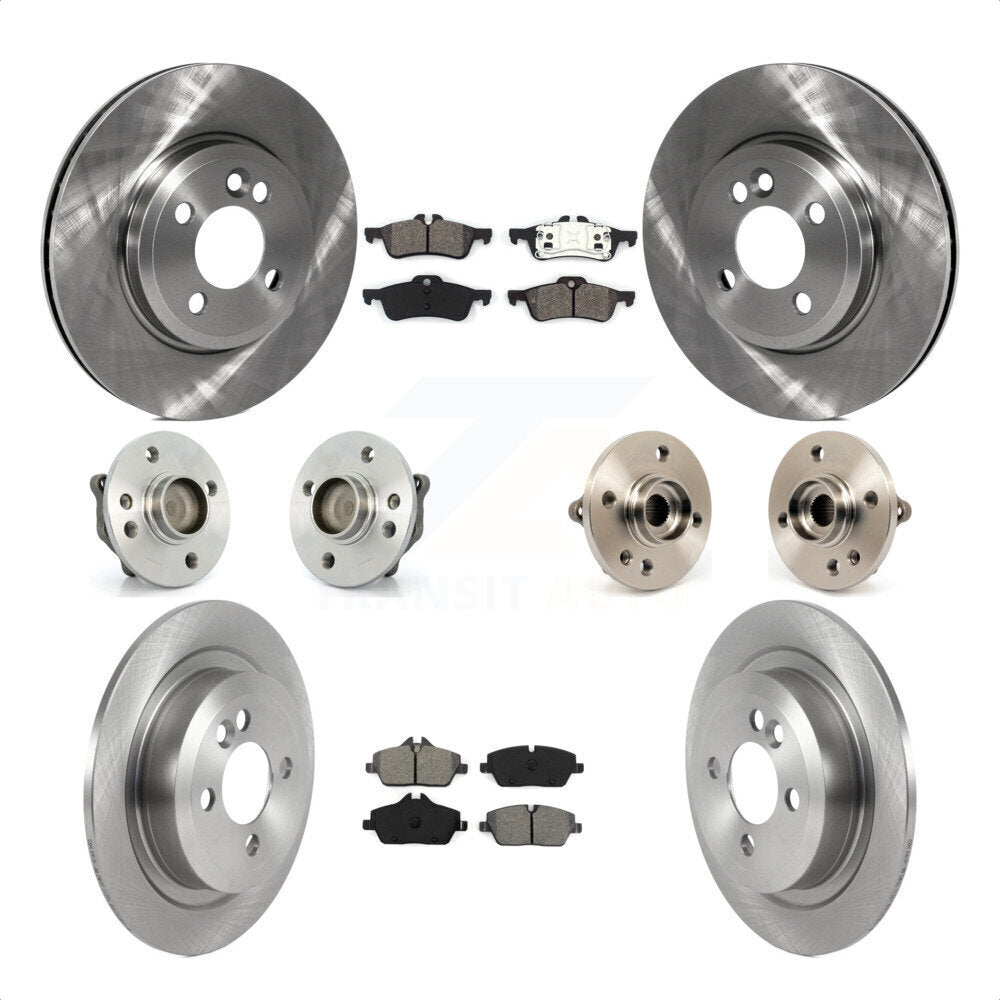 Front Rear Hub Bearings Assembly Disc Brake Rotors And Semi-Metallic Pads Kit (10Pc) For 2007-2008 Mini Cooper Convertible With 280mm Diameter Rotor KBB-119776 by Transit Auto