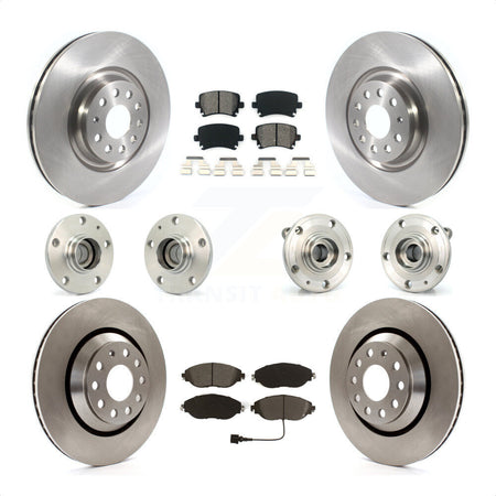 Front Rear Hub Bearings Assembly Disc Brake Rotors And Semi-Metallic Pads Kit (10Pc) For 2016 Volkswagen CC AWD KBB-119782 by Transit Auto