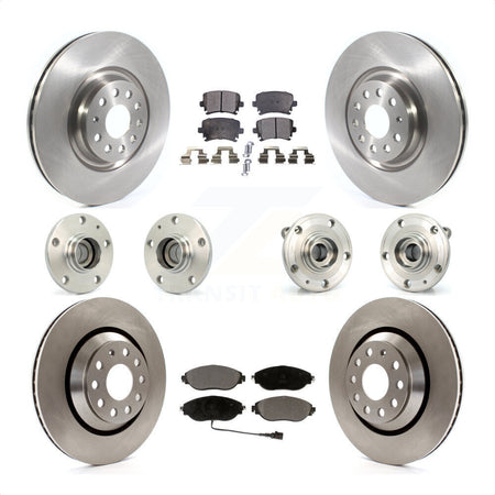 Front Rear Hub Bearings Assembly Disc Brake Rotors And Ceramic Pads Kit (10Pc) For 2016 Volkswagen CC AWD KBB-119800 by Transit Auto
