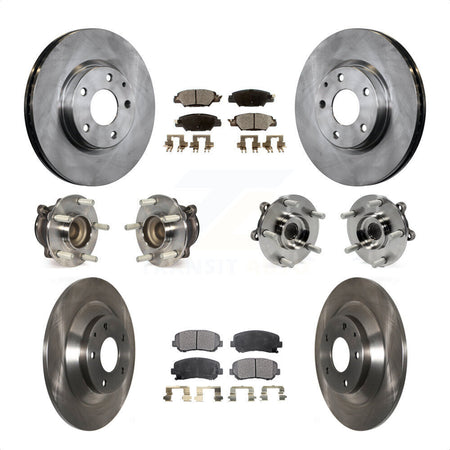 Front Rear Hub Bearings Assembly Disc Brake Rotors And Ceramic Pads Kit (10Pc) For 2015 Mazda CX-5 FWD With Electric Parking KBB-119805 by Transit Auto