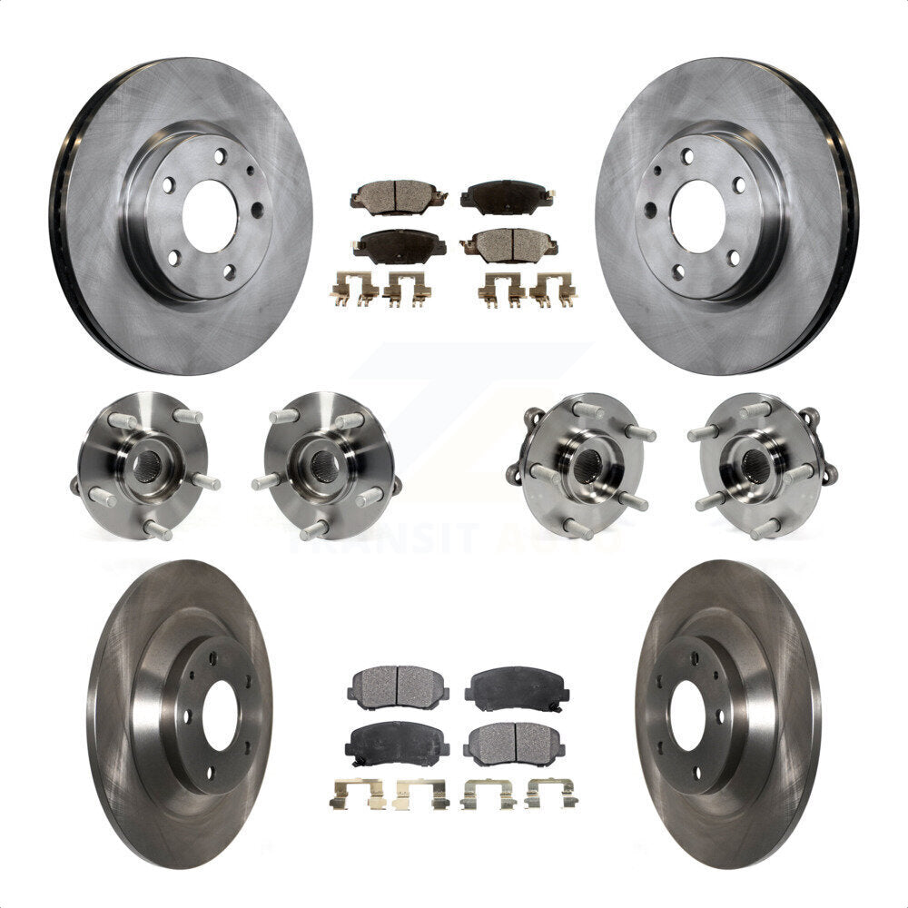 Front Rear Hub Bearings Assembly Disc Brake Rotors And Ceramic Pads Kit (10Pc) For 2015 Mazda CX-5 AWD With Electric Parking KBB-119806 by Transit Auto