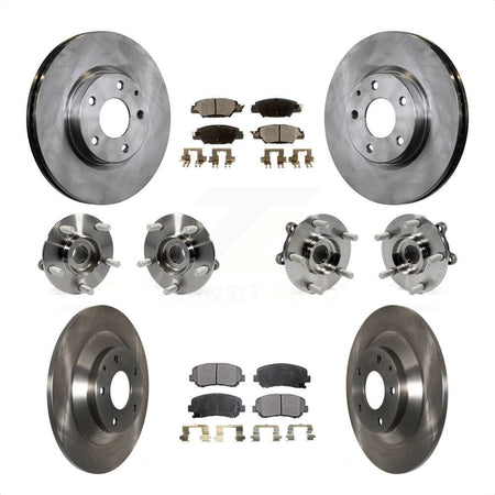 Front Rear Hub Bearings Assembly Disc Brake Rotors And Ceramic Pads Kit (10Pc) For 2015 Mazda CX-5 AWD With Electric Parking KBB-119806 by Transit Auto