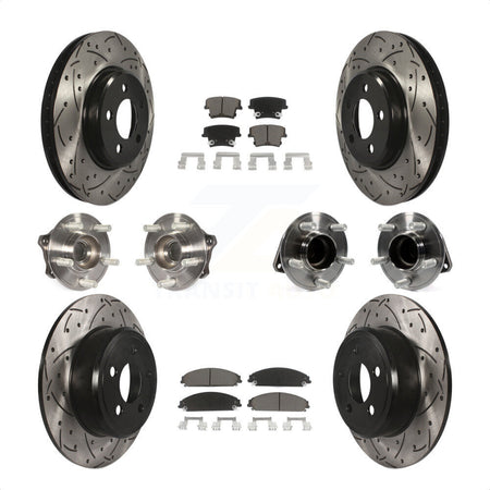 Front Rear Hub Bearings Assembly Coated Disc Brake Rotors And Ceramic Pads Kit (10Pc) For 2019-2020 Chrysler 300 RWD with 5.7L KBB-119856 by Transit Auto
