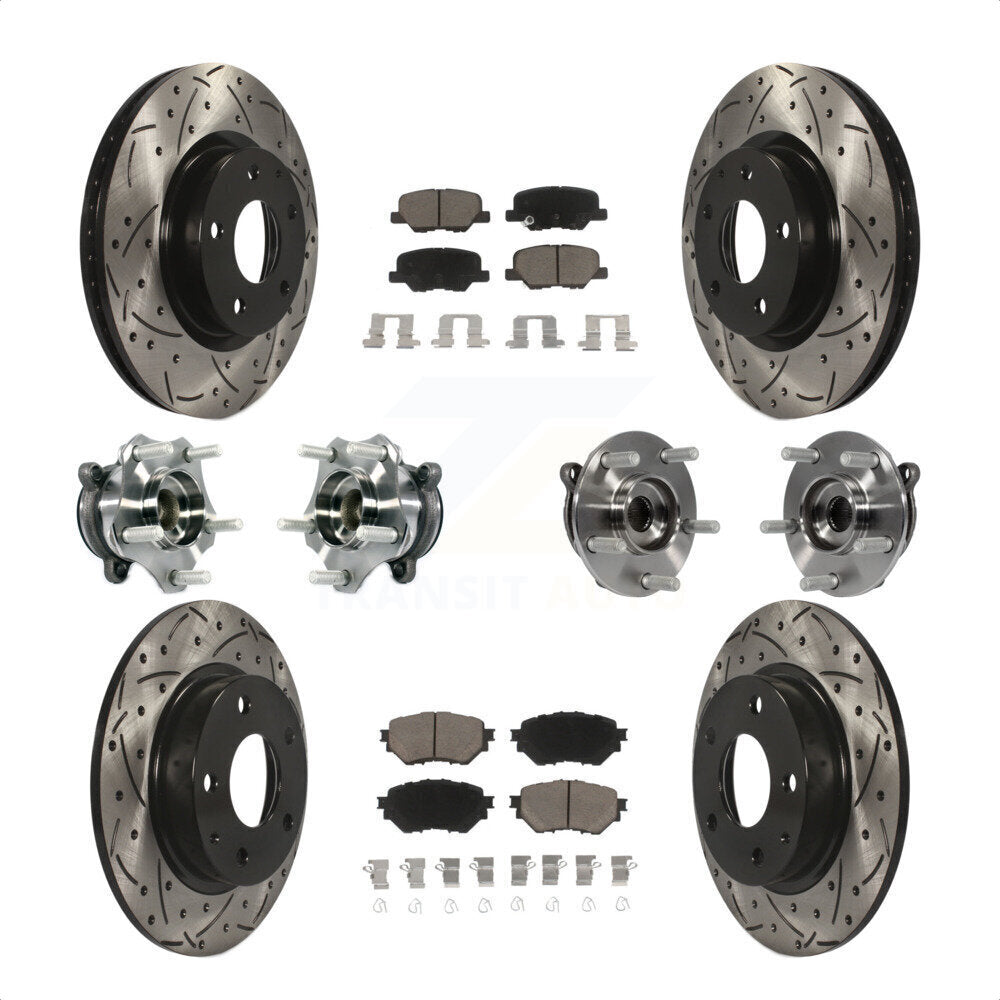 Front Rear Hub Bearings Assembly Coated Disc Brake Rotors And Ceramic Pads Kit (10Pc) For Mazda 3 Sport 2.5L KBB-119882 by Transit Auto