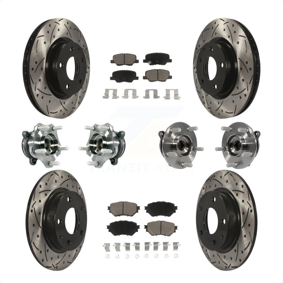 Front Rear Hub Bearings Assembly Coated Disc Brake Rotors And Ceramic Pads Kit (10Pc) For Mazda 3 Sport 2.5L KBB-119882 by Transit Auto