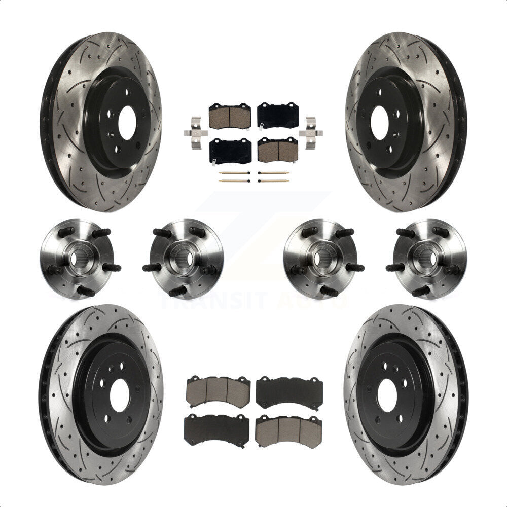 Front Rear Hub Bearings Assembly Coated Disc Brake Rotors And Ceramic Pads Kit (10Pc) For 2014 Chevrolet Camaro ZL1 KBB-119906 by Transit Auto