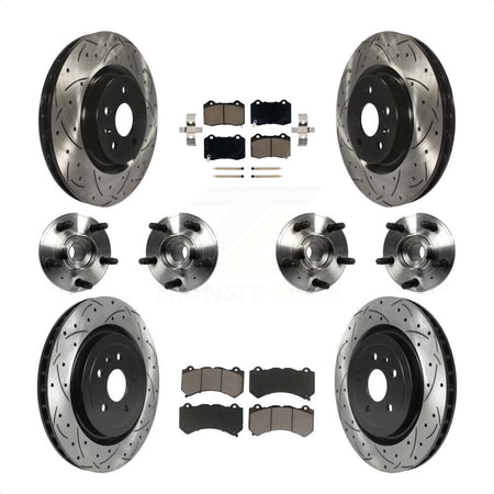 Front Rear Hub Bearings Assembly Coated Disc Brake Rotors And Ceramic Pads Kit (10Pc) For 2014 Chevrolet Camaro ZL1 KBB-119906 by Transit Auto