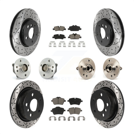 Front Rear Hub Bearing Assembly Coated Disc Brake Rotor And Ceramic Pad Kit (10Pc) For 2015 Mini Cooper Convertible with 2.0L 1.5L With 294mm Diameter 5 Lug Wheels KBB-119995 by Transit Auto