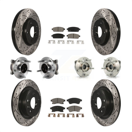 Front Rear Hub Bearings Assembly Coated Disc Brake Rotors And Ceramic Pads Kit (10Pc) For Chevrolet Cruze Buick Verano Volt KBB-120059 by Transit Auto