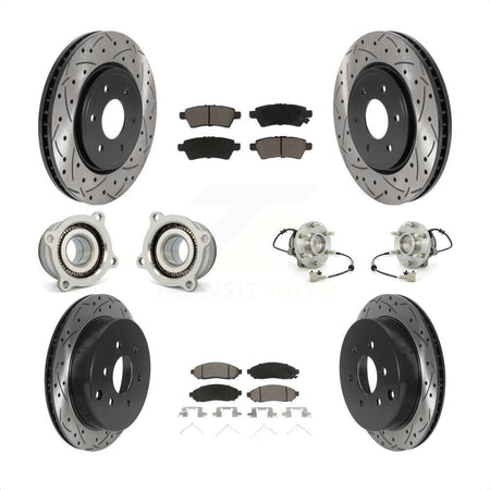 Front Rear Hub Bearings Assembly Coated Disc Brake Rotors And Ceramic Pads Kit (10Pc) For 2006-2007 Nissan Xterra RWD with Automatic transmission KBB-120062 by Transit Auto