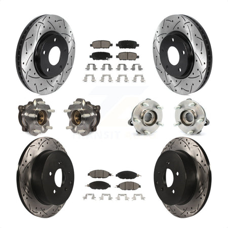 Front Rear Hub Bearings Assembly Coated Disc Brake Rotors And Ceramic Pads Kit (10Pc) For 2016 Nissan Pathfinder 4WD From 11 15 KBB-120085 by Transit Auto