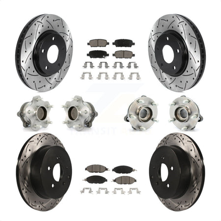Front Rear Hub Bearings Assembly Coated Disc Brake Rotors And Ceramic Pads Kit (10Pc) For 2016 Nissan Pathfinder FWD From 11 15 KBB-120087 by Transit Auto