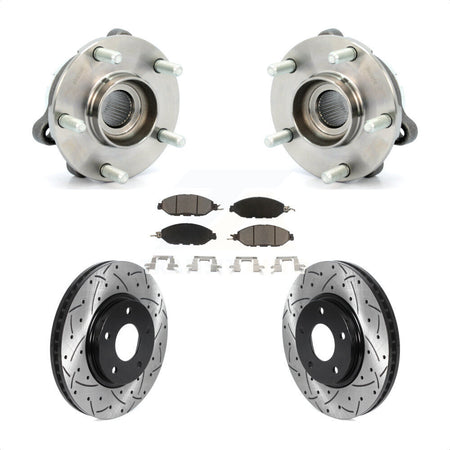 Front Hub Bearing Assembly With Coated Drilled Slotted Disc Brake Rotors And Ceramic Pads Kit For 2016 Nissan Pathfinder From 11 15 KBB-120126 by Transit Auto