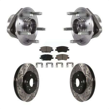Front Hub Bearing Assembly With Coated Drilled Slotted Disc Brake Rotors And Ceramic Pads Kit For 2016-2019 Chevrolet Cruze KBB-120200 by Transit Auto