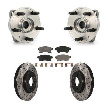 Front Hub Bearing Assembly With Coated Drilled Slotted Disc Brake Rotors And Ceramic Pads Kit For 2014-2015 Chevrolet Cruze DIESEL engine 15" Factory Wheels KBB-120204 by Transit Auto