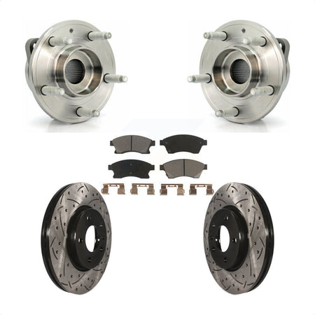 Front Hub Bearing Assembly With Coated Drilled Slotted Disc Brake Rotors And Ceramic Pads Kit For Chevrolet Cruze Buick Verano Volt Orlando KBB-120205 by Transit Auto
