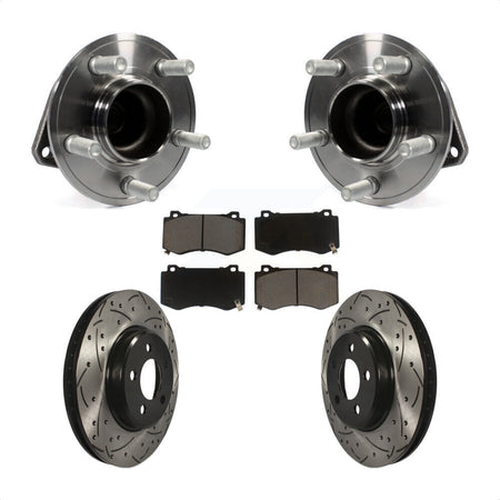 Front Hub Bearing Assembly With Coated Drilled Slotted Disc Brake Rotors And Ceramic Pads Kit For 2019 Dodge Charger GT with RWD Brembo Brakes KBB-120288 by Transit Auto