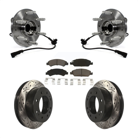 Front Hub Bearing Assembly With Coated Drilled Slotted Disc Brake Rotors And Ceramic Pads Kit For Chevrolet Suburban 4WD KBB-120326 by Transit Auto