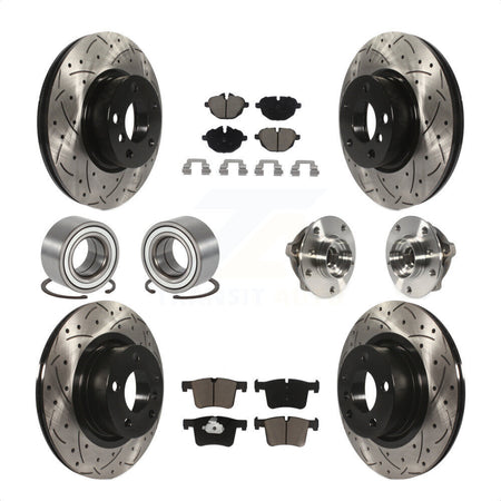 Front Rear Wheel Hub Bearings Assembly Coated Disc Brake Rotors And Ceramic Pads Shoes Kit (10Pc) For BMW X3 KBB-120398 by Transit Auto