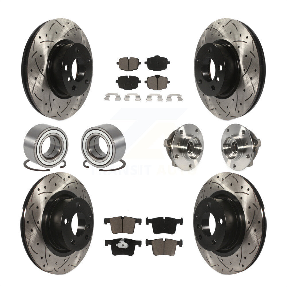 Front Rear Wheel Hub Bearings Assembly Coated Disc Brake Rotors And Ceramic Pads Shoes Kit (10Pc) For 2012 BMW X3 From 10 11 KBB-120399 by Transit Auto