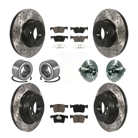 Front Rear Hub Bearing Assembly Coated Disc Brake Rotors And Ceramic Pads Shoes Kit (10Pc) For 2015-2016 BMW 228i xDrive Without Blue Painted Calipers M Sport Package KBB-120406 by Transit Auto