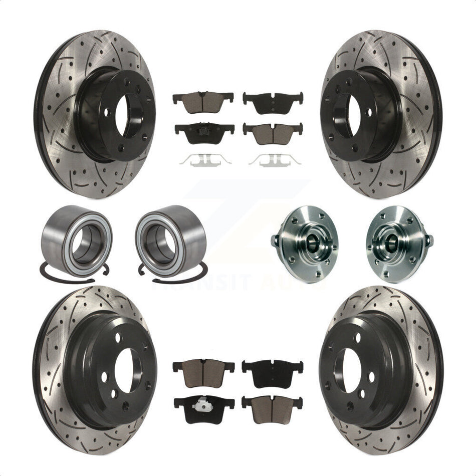 Front Rear Wheel Hub Bearings Assembly Coated Disc Brake Rotors And Ceramic Pads Shoes Kit (10Pc) For BMW 328i xDrive 320i 428i Gran Coupe 328d GT KBB-120407 by Transit Auto