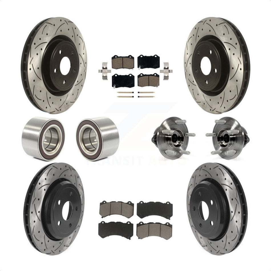 Front Rear Wheel Hub Bearings Assembly Coated Disc Brake Rotors And Ceramic Pads Shoes Kit (10Pc) For Jeep Grand Cherokee Dodge Durango KBB-120469 by Transit Auto