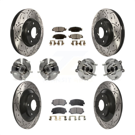 Front Rear Hub Bearings Assembly Coated Disc Brake Rotors And Semi-Metallic Pads Kit (10Pc) For 2015 Mazda CX-5 AWD With Electric Parking KBB-120476 by Transit Auto