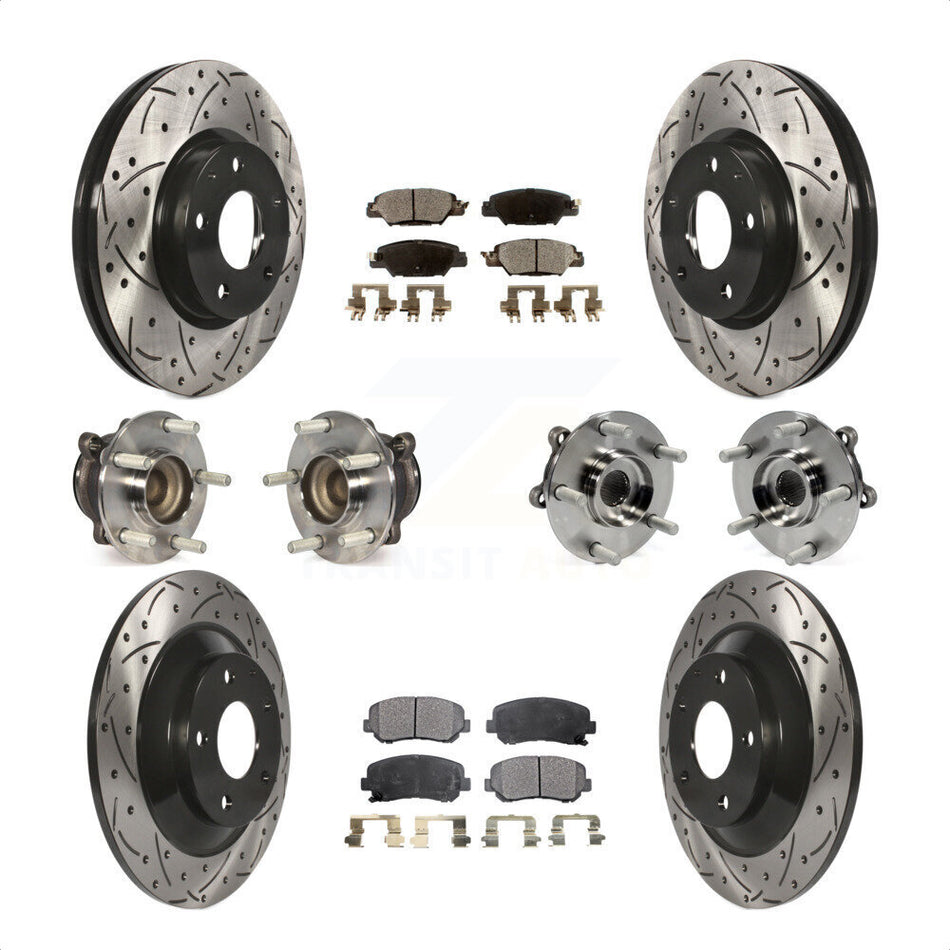 Front Rear Hub Bearings Assembly Coated Disc Brake Rotors And Ceramic Pads Kit (10Pc) For 2015 Mazda CX-5 FWD With Electric Parking KBB-120497 by Transit Auto