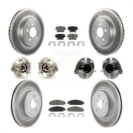 Front Rear Hub Bearings Assembly Coated Disc Brake Rotors And Ceramic Pads Kit (10Pc) For 2012-2013 Dodge Charger R T SE with RWD 5.7L With Police Package KBB-120590 by Transit Auto