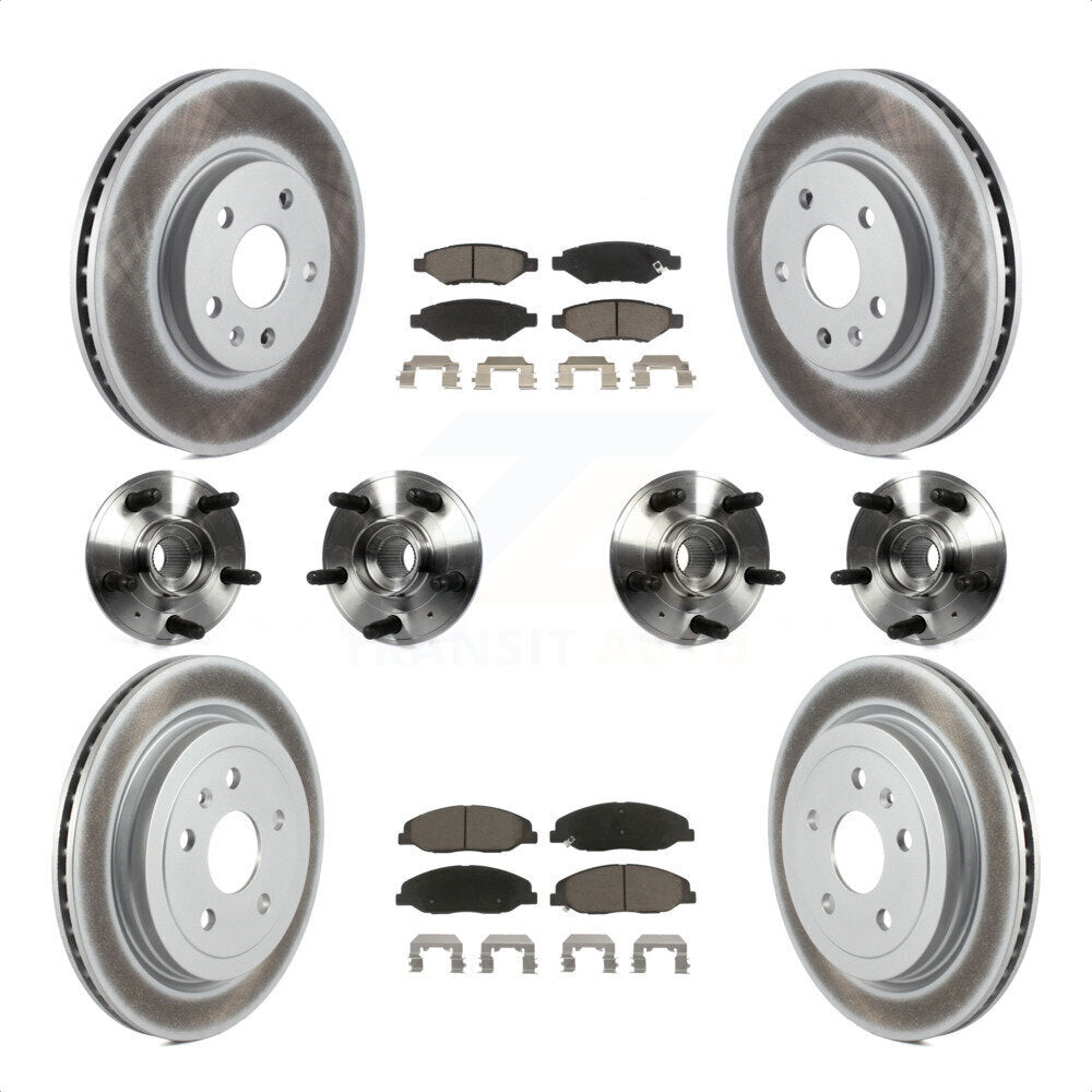 Front Rear Hub Bearings Assembly Coated Disc Brake Rotors And Ceramic Pads Kit (10Pc) For 2012-2013 Cadillac CTS V With 315mm Diameter Rotor KBB-120599 by Transit Auto