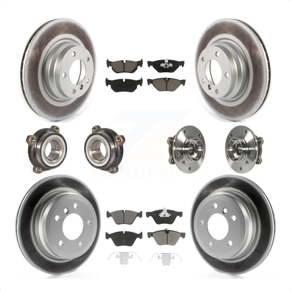 Front Rear Hub Bearings Assembly Coated Disc Brake Rotors And Ceramic Pads Kit (10Pc) For 2012 BMW X1 xDrive28i with AWD With 300mm Diameter Rotor KBB-120600 by Transit Auto