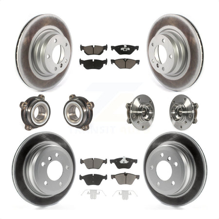 Front Rear Hub Bearings Assembly Coated Disc Brake Rotors And Ceramic Pads Kit (10Pc) For 2012 BMW X1 xDrive28i with AWD With 300mm Diameter Rotor KBB-120600 by Transit Auto