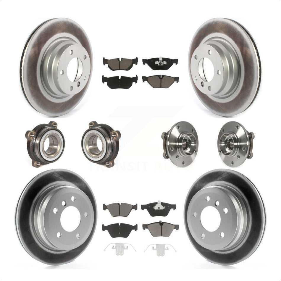 Front Rear Hub Bearings Assembly Coated Disc Brake Rotors And Ceramic Pads Kit (10Pc) For 2012 BMW X1 xDrive28i with AWD With 300mm Diameter Rotor KBB-120600 by Transit Auto
