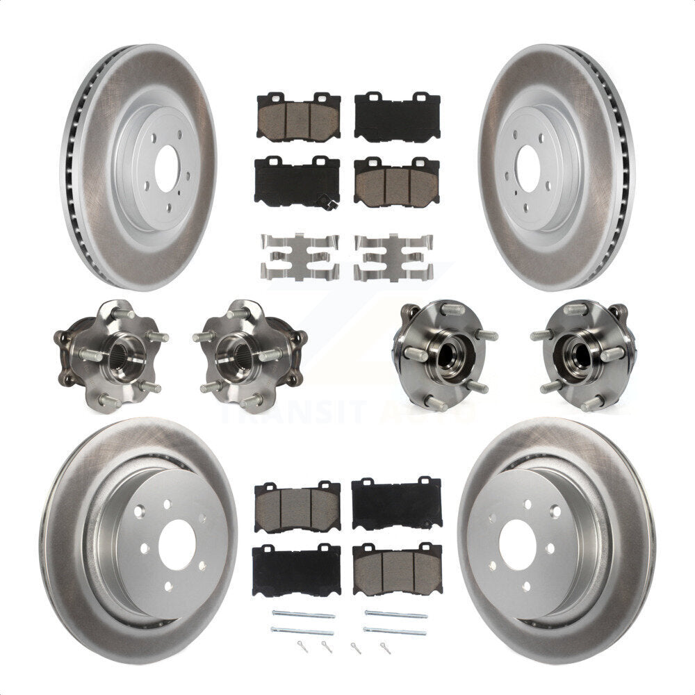 Front Rear Hub Bearings Assembly Coated Disc Brake Rotors And Ceramic Pads Kit (10Pc) For INFINITI Q50 M37 Q70 Q70L QX70 M56 KBB-120605 by Transit Auto