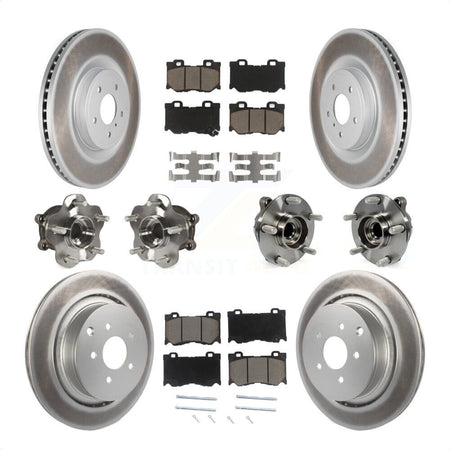 Front Rear Hub Bearings Assembly Coated Disc Brake Rotors And Ceramic Pads Kit (10Pc) For INFINITI Q50 M37 Q70 Q70L QX70 M56 KBB-120605 by Transit Auto