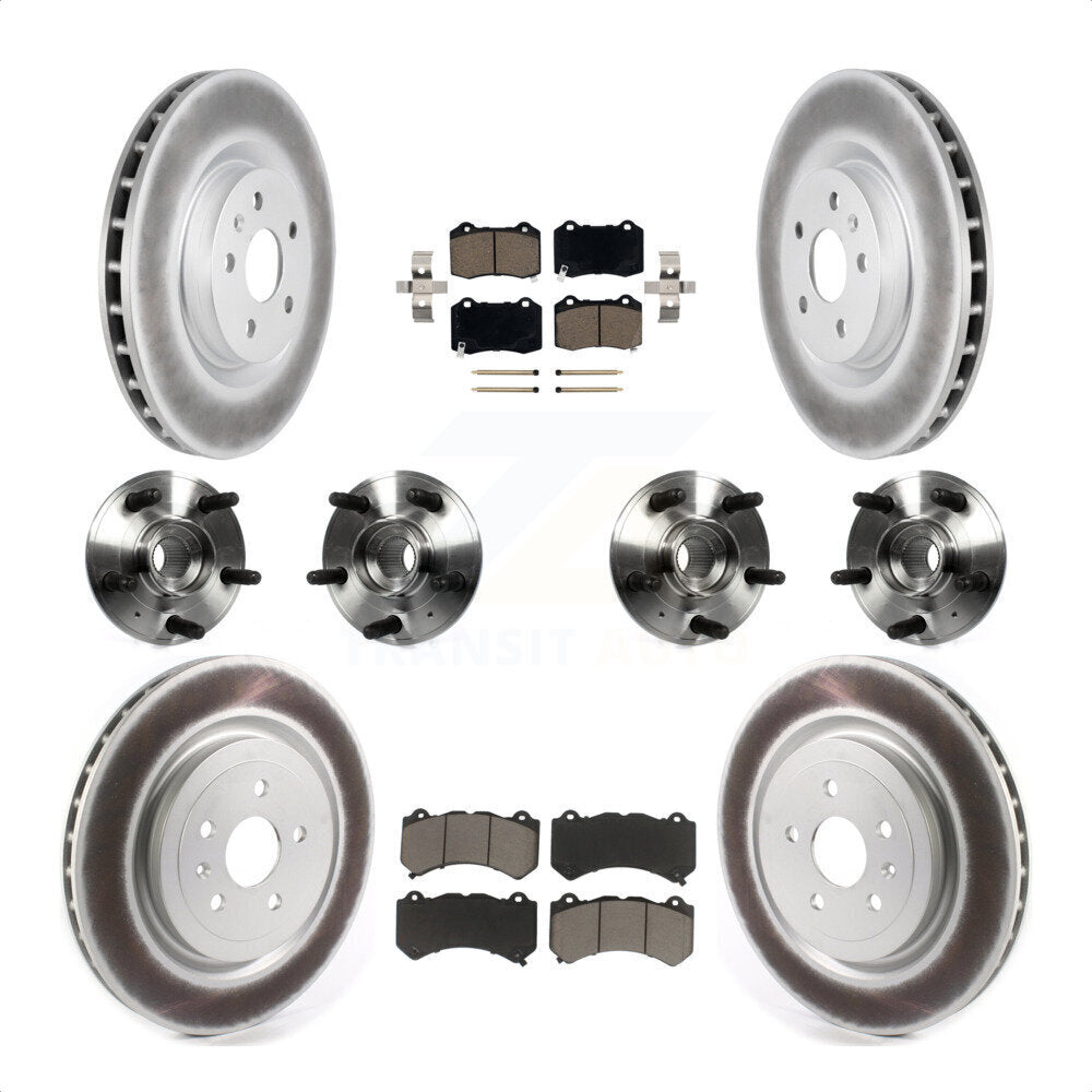 Front Rear Hub Bearings Assembly Coated Disc Brake Rotors And Ceramic Pads Kit (10Pc) For 2014 Chevrolet Camaro ZL1 KBB-120622 by Transit Auto