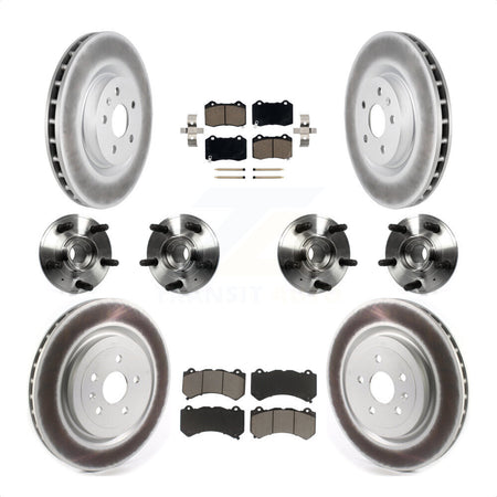 Front Rear Hub Bearings Assembly Coated Disc Brake Rotors And Ceramic Pads Kit (10Pc) For 2014 Chevrolet Camaro ZL1 KBB-120622 by Transit Auto