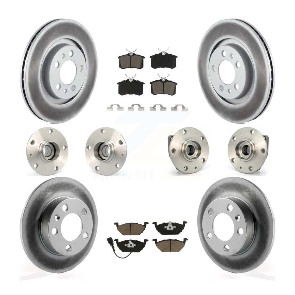 Front Rear Hub Bearings Assembly Coated Disc Brake Rotors And Ceramic Pads Kit (10Pc) For Volkswagen Golf City KBB-120632 by Transit Auto