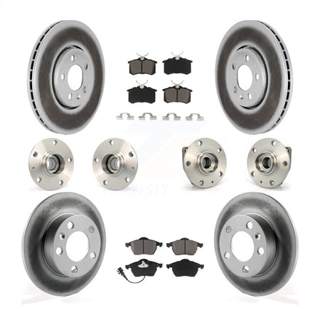 Front Rear Hub Bearings Assembly Coated Disc Brake Rotors And Ceramic Pads Kit (10Pc) For 2006 Volkswagen Golf 1.8L KBB-120633 by Transit Auto
